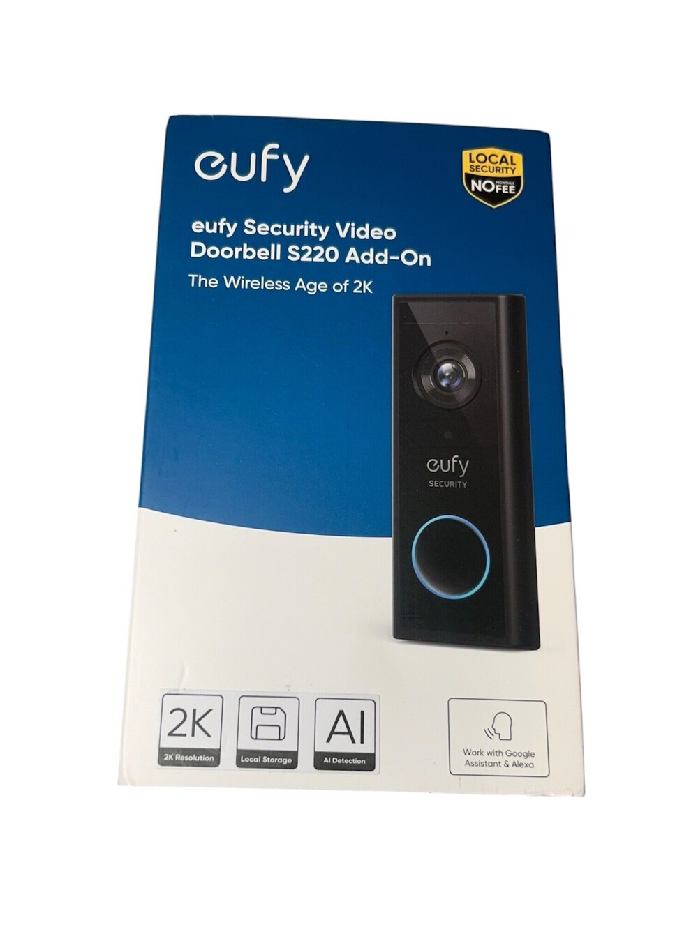 Eufy Security Video Doorbell S220 Add-On Wireless 2K Resolution Black T8210C